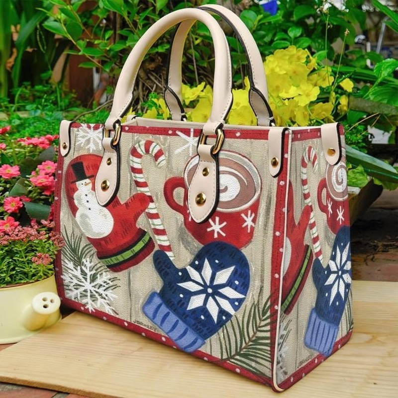 Items Christmas Women Leather Handbag, , Custom Handbag, Christmas Woman Handbag, Christmas Women Bag and Purses, Christmas Gift.jpg