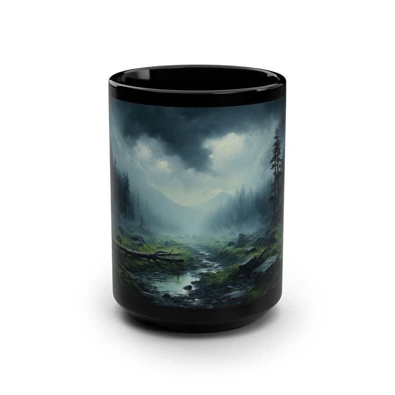 Abstract Forest Mug Green Tree Coffee Cup Nature Landscape Drinkware Oil Style Painting Mug Modern Living Room Decor Oil Painting Decor Mug 1.jpg
