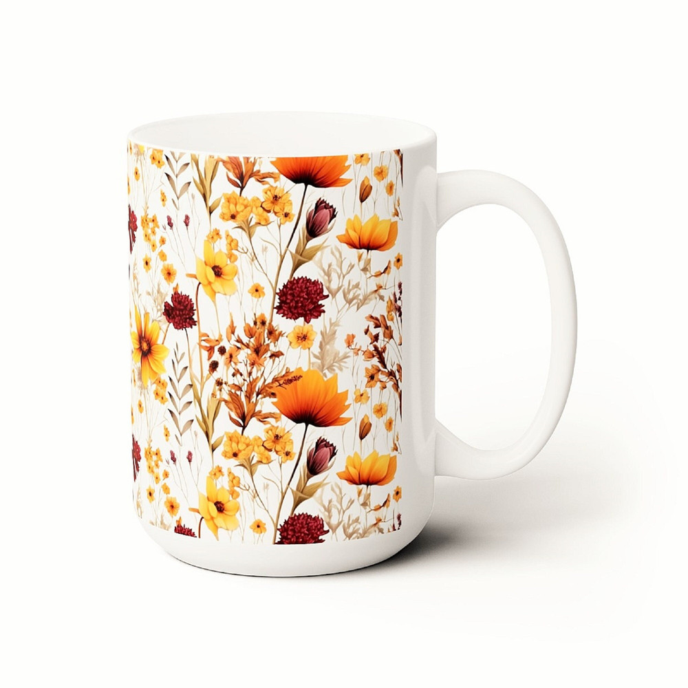 Autumn Wildflower Mug Fall Pressed Flower Coffee Cup Wildflower Botanical Tea Mug Harvest Season Tea Cup Fall Foliage Drinkware Autumn Gift 2.jpg