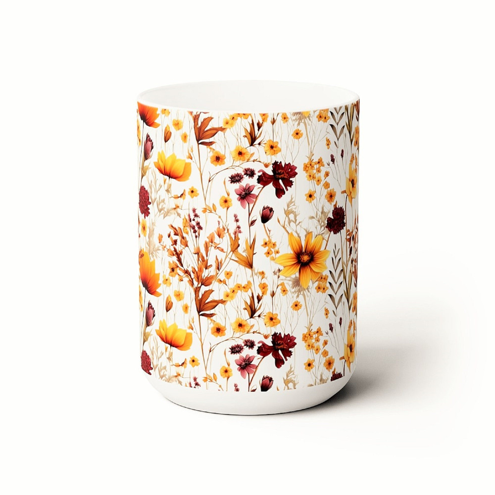 Autumn Wildflower Mug Fall Pressed Flower Coffee Cup Wildflower Botanical Tea Mug Harvest Season Tea Cup Fall Foliage Drinkware Autumn Gift 3.jpg