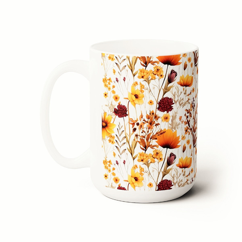 Autumn Wildflower Mug Fall Pressed Flower Coffee Cup Wildflower Botanical Tea Mug Harvest Season Tea Cup Fall Foliage Drinkware Autumn Gift 4.jpg