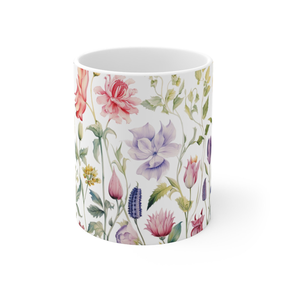 Beatiful Flower Pattern Coffee Mug Botanical Garden Flower Mug Floral Tea Cup Colorful Flower Pattern Cup Elegant Flower Design Coffee Gift 2.jpg