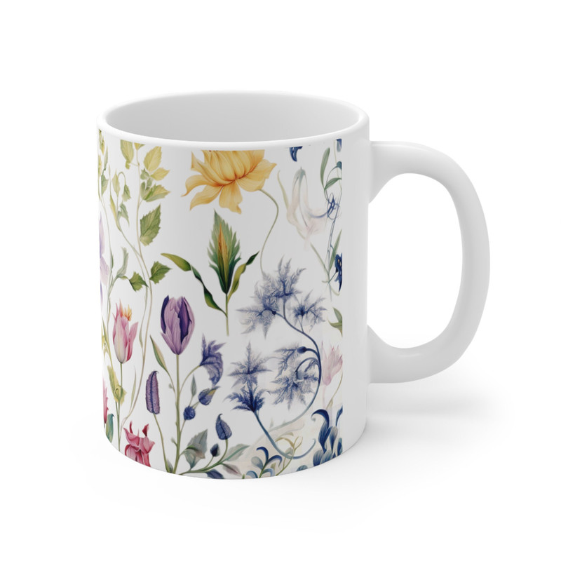 Beatiful Flower Pattern Coffee Mug Botanical Garden Flower Mug Floral Tea Cup Colorful Flower Pattern Cup Elegant Flower Design Coffee Gift 4.jpg