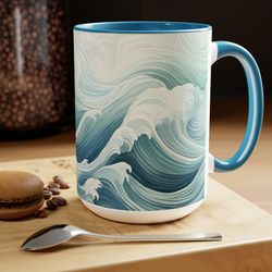 beautiful beach wave coffee mug ocean inspired tea cup coastal theme ceramic mug