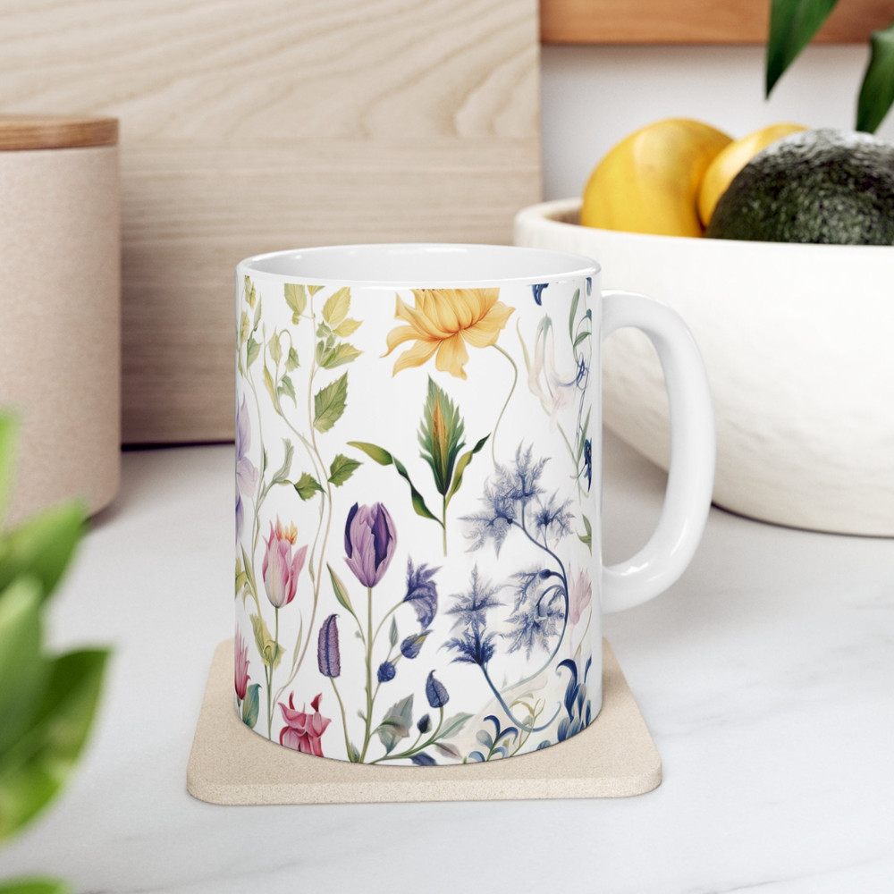 Beatiful Flower Pattern Coffee Mug Botanical Garden Flower Mug Floral Tea Cup Colorful Flower Pattern Cup Elegant Flower Design Coffee Gift 8.jpg