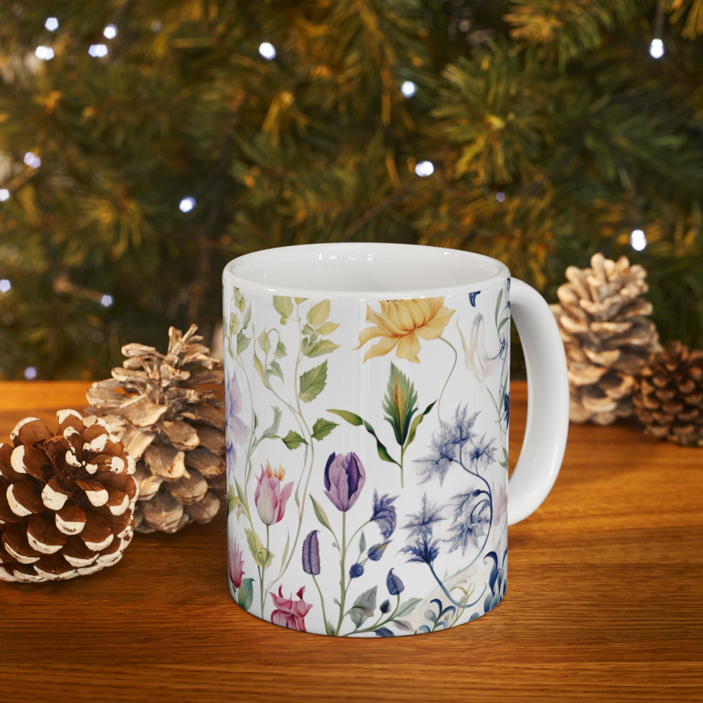 Beatiful Flower Pattern Coffee Mug Botanical Garden Flower Mug Floral Tea Cup Colorful Flower Pattern Cup Elegant Flower Design Coffee Gift 9.jpg