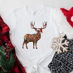 reindeer christmas shirt, christmas lights shirt, peeping reindeer shirt, merry christmas shirt, christmas family shirt,