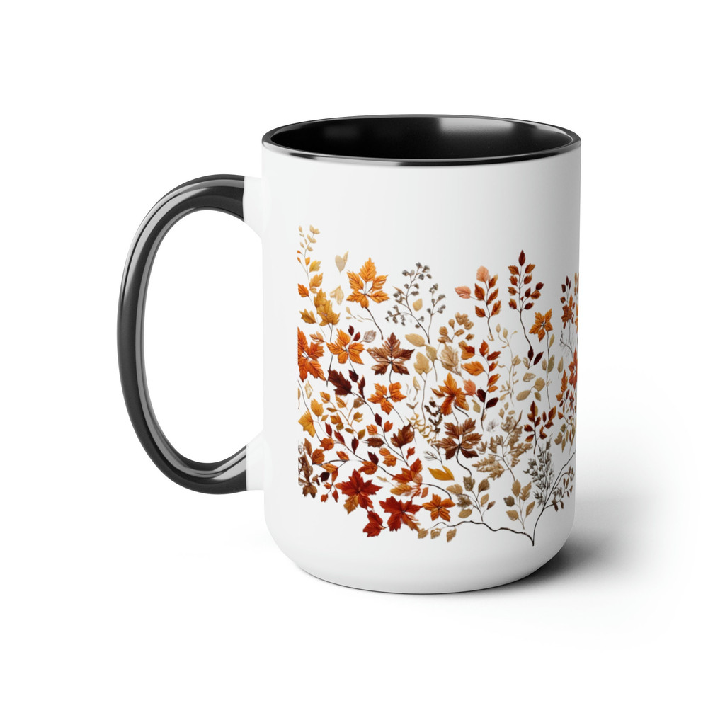 Beautiful Embroidery Coffee Mug Autumn Leaf Embroidered Design Tea Cup Fall Leaves Pattern Cup Pressed Fall Foliage Coffee Cup Fall Decor 3.jpg