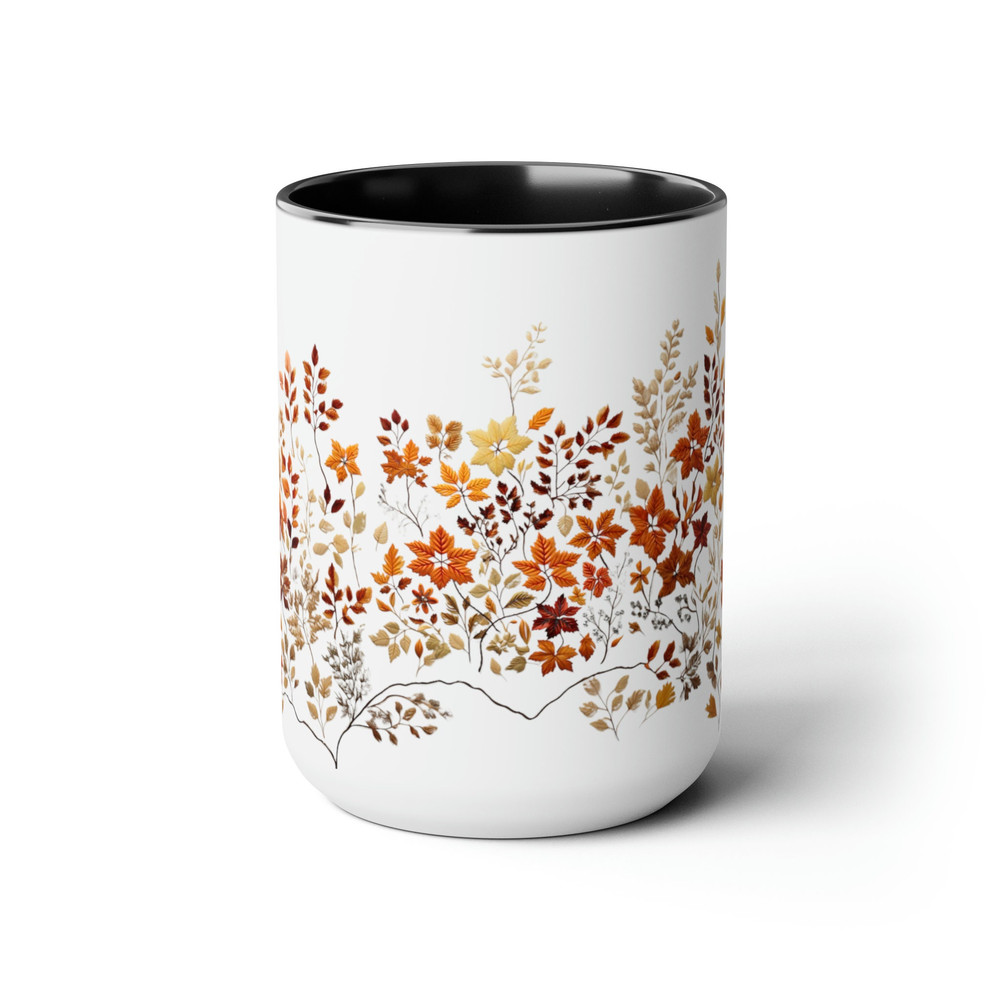 Beautiful Embroidery Coffee Mug Autumn Leaf Embroidered Design Tea Cup Fall Leaves Pattern Cup Pressed Fall Foliage Coffee Cup Fall Decor 4.jpg
