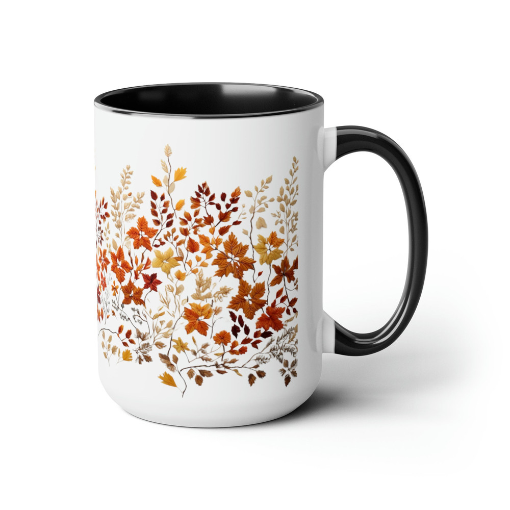 Beautiful Embroidery Coffee Mug Autumn Leaf Embroidered Design Tea Cup Fall Leaves Pattern Cup Pressed Fall Foliage Coffee Cup Fall Decor 5.jpg