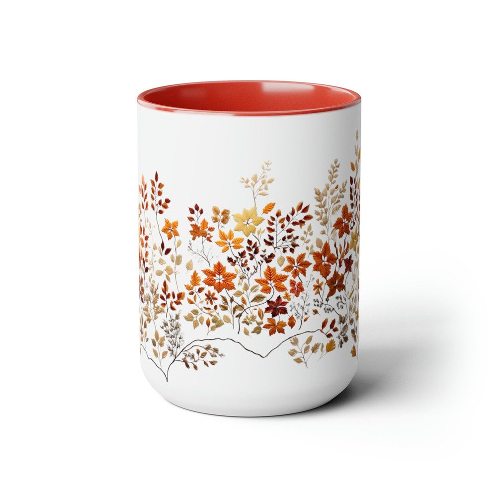 Beautiful Embroidery Coffee Mug Autumn Leaf Embroidered Design Tea Cup Fall Leaves Pattern Cup Pressed Fall Foliage Coffee Cup Fall Decor 7.jpg