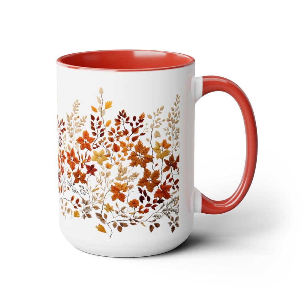 Beautiful Embroidery Coffee Mug Autumn Leaf Embroidered Design Tea Cup Fall Leaves Pattern Cup Pressed Fall Foliage Coffee Cup Fall Decor 8.jpg