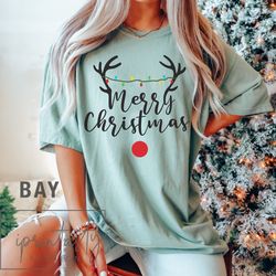 reindeer merry christmast-shirt, cute christmas t-shirt, reindeer merry shirt, holiday apparel, iprintasty christmas com