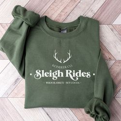 reindeer sleigh rides sweatshirt, reindeer sweatshirt, sleigh rides sweatshirt, iprintasty christmas, santa claus sleigh