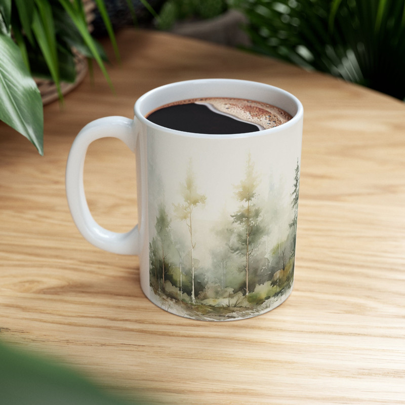 Beautiful Nature Mug Nature Inspired Gifts Coffee Mug Scenic Outdoor Tea Mug Pine Trees Coffee Cup Watercolor Forest Tea Cup Nature Cup 2.jpg