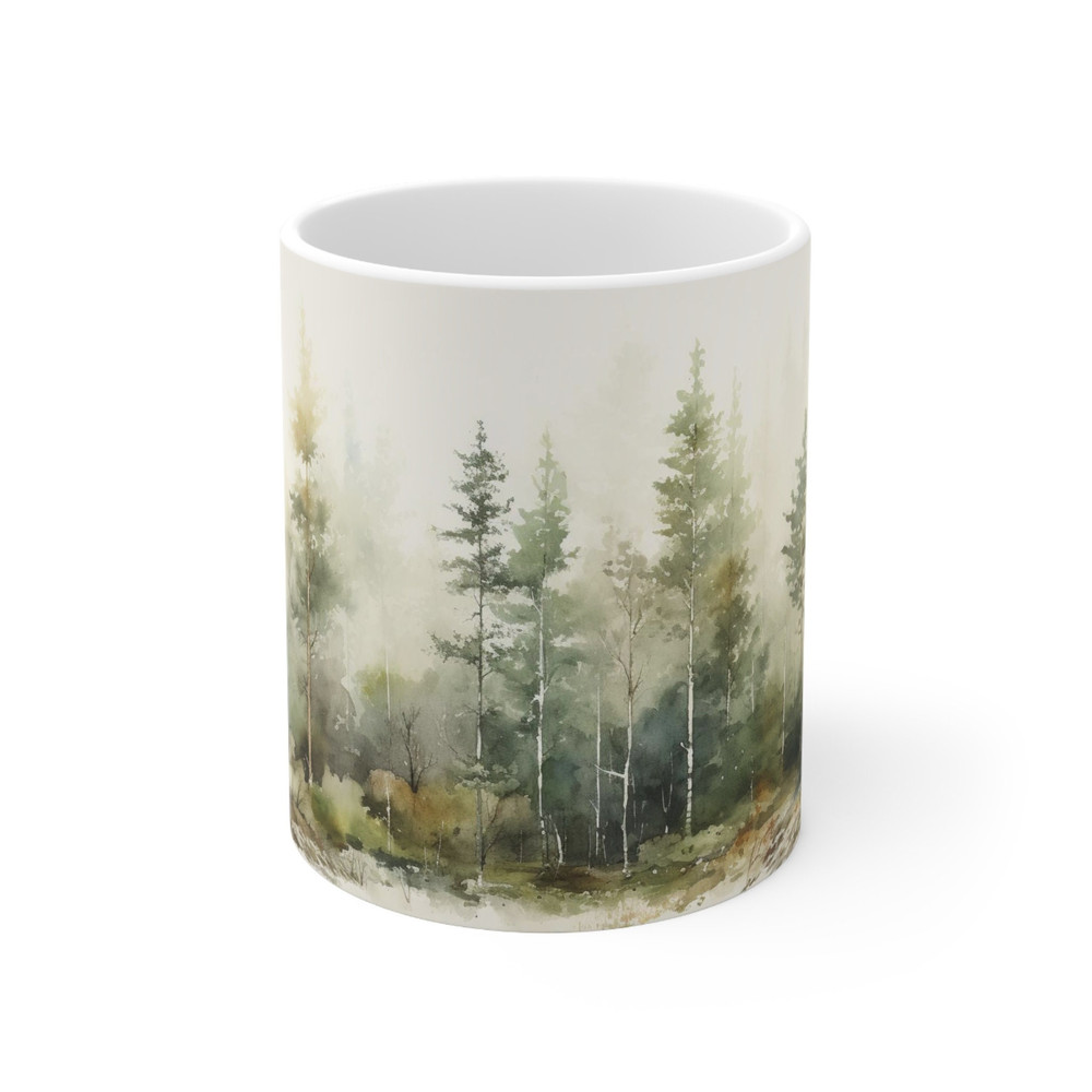 Beautiful Nature Mug Nature Inspired Gifts Coffee Mug Scenic Outdoor Tea Mug Pine Trees Coffee Cup Watercolor Forest Tea Cup Nature Cup 3.jpg