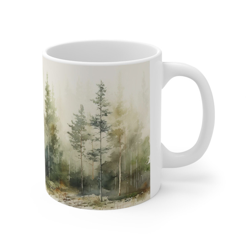 Beautiful Nature Mug Nature Inspired Gifts Coffee Mug Scenic Outdoor Tea Mug Pine Trees Coffee Cup Watercolor Forest Tea Cup Nature Cup 5.jpg