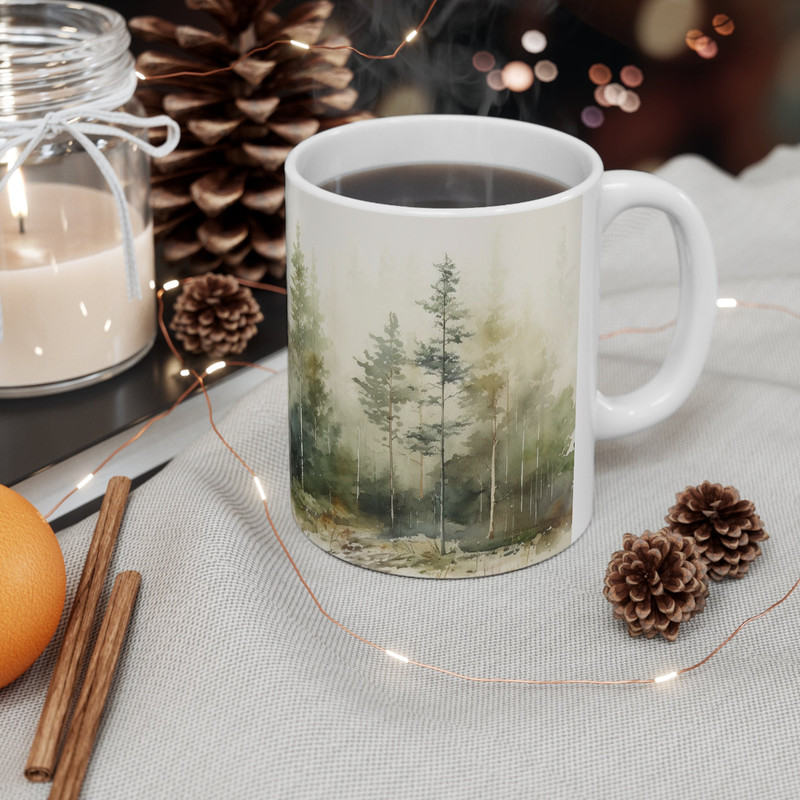 Beautiful Nature Mug Nature Inspired Gifts Coffee Mug Scenic Outdoor Tea Mug Pine Trees Coffee Cup Watercolor Forest Tea Cup Nature Cup 6.jpg