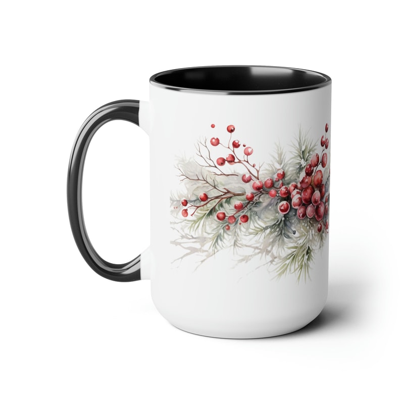 Beautiful Snowy Garland Coffee Mug Christmas Wreath Tea Cup Winter Holiday Ceramic Mug Festive Garland Drinkware Holiday Season Tea Mug 2.jpg