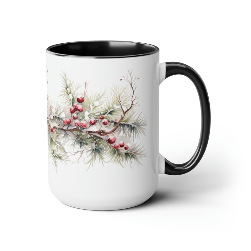 Beautiful Snowy Garland Coffee Mug Christmas Wreath Tea Cup Winter Holiday Ceramic Mug Festive Garland Drinkware Holiday Season Tea Mug 4.jpg