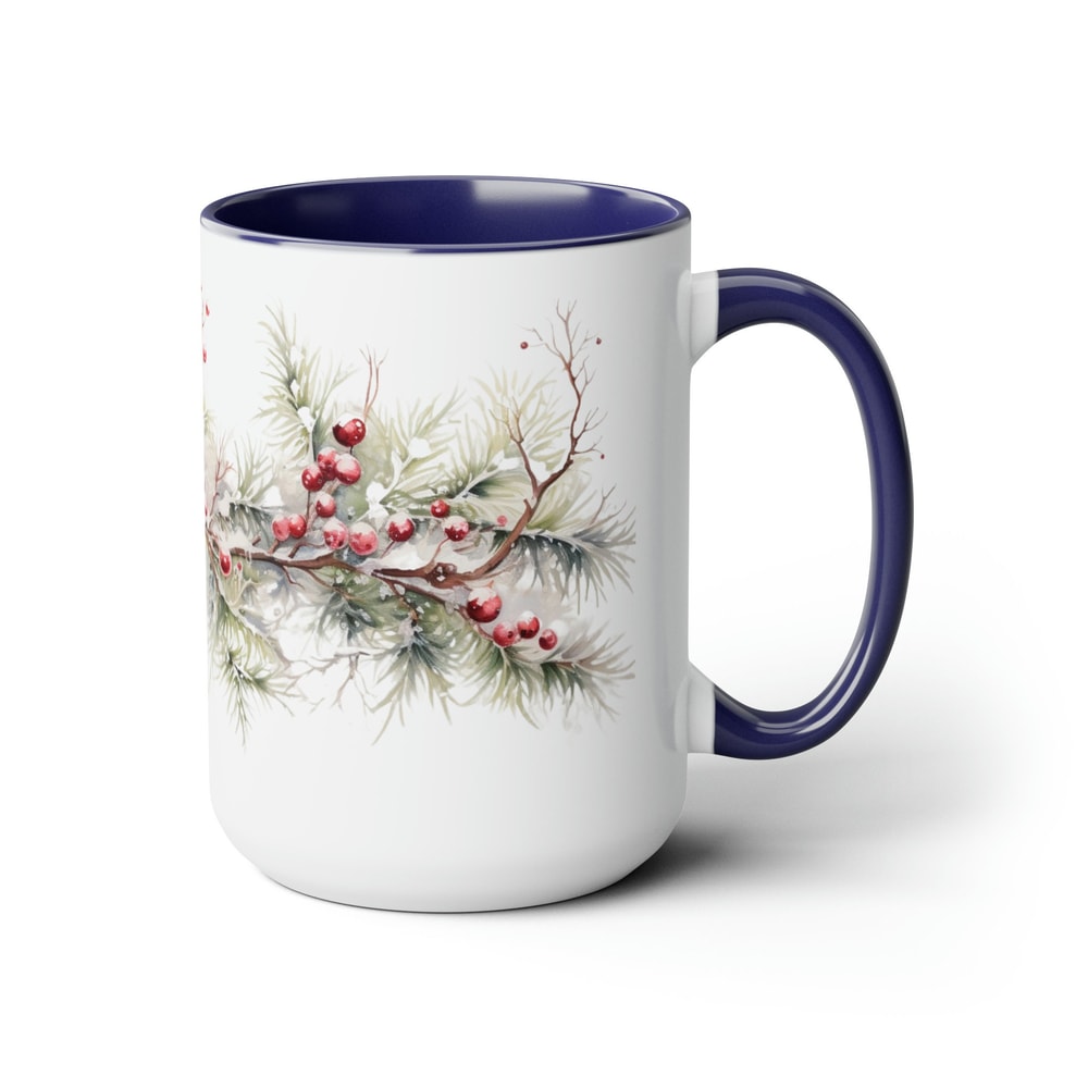 Beautiful Snowy Garland Coffee Mug Christmas Wreath Tea Cup Winter Holiday Ceramic Mug Festive Garland Drinkware Holiday Season Tea Mug 5.jpg