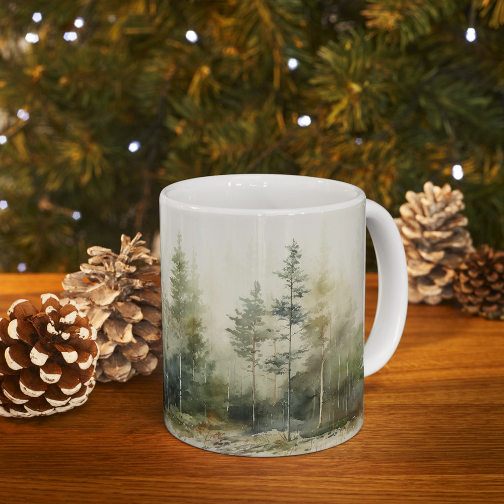 Beautiful Nature Mug Nature Inspired Gifts Coffee Mug Scenic Outdoor Tea Mug Pine Trees Coffee Cup Watercolor Forest Tea Cup Nature Cup 9.jpg