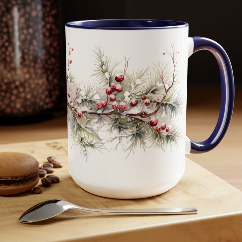Beautiful Snowy Garland Coffee Mug Christmas Wreath Tea Cup Winter Holiday Ceramic Mug Festive Garland Drinkware Holiday Season Tea Mug 6.jpg