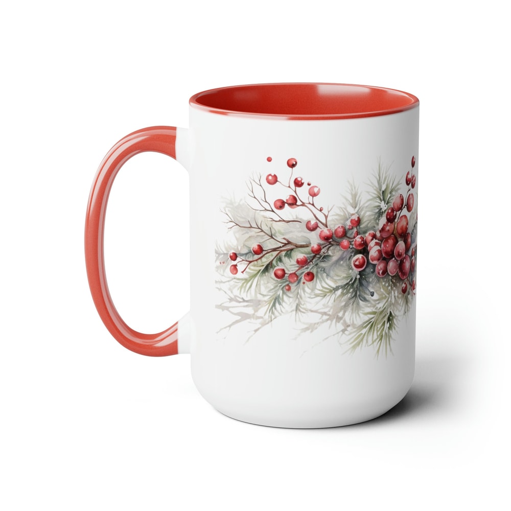 Beautiful Snowy Garland Coffee Mug Christmas Wreath Tea Cup Winter Holiday Ceramic Mug Festive Garland Drinkware Holiday Season Tea Mug 7.jpg