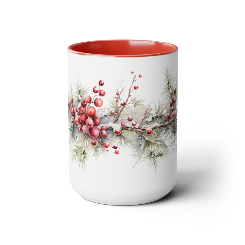 Beautiful Snowy Garland Coffee Mug Christmas Wreath Tea Cup Winter Holiday Ceramic Mug Festive Garland Drinkware Holiday Season Tea Mug 8.jpg