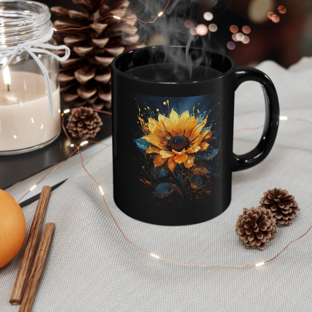 Black Sunflower Mug 11oz Black Sunflower Coffee Mug Masterpiece Watercolor Sunflower Cup 1.jpg