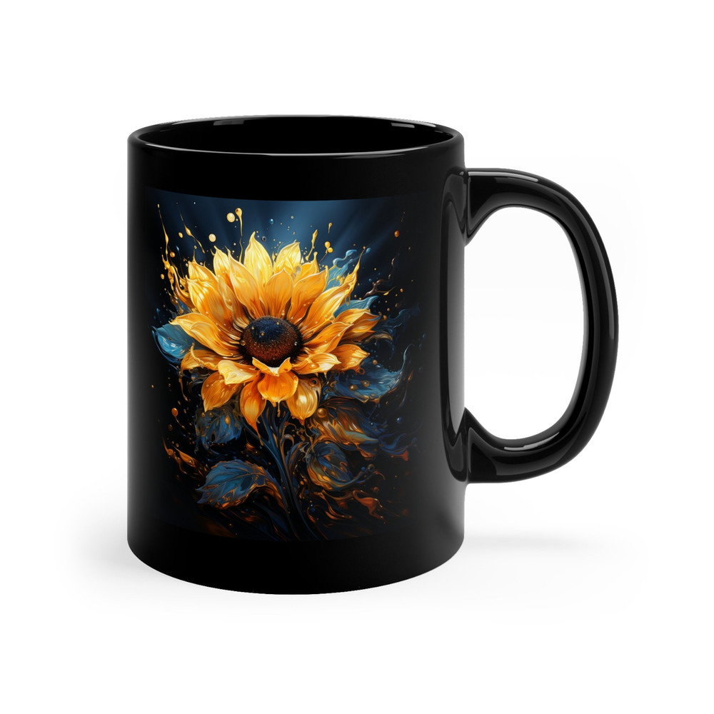 Black Sunflower Mug 11oz Black Sunflower Coffee Mug Masterpiece Watercolor Sunflower Cup 3.jpg