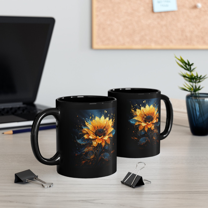 Black Sunflower Mug 11oz Black Sunflower Coffee Mug Masterpiece Watercolor Sunflower Cup 4.jpg