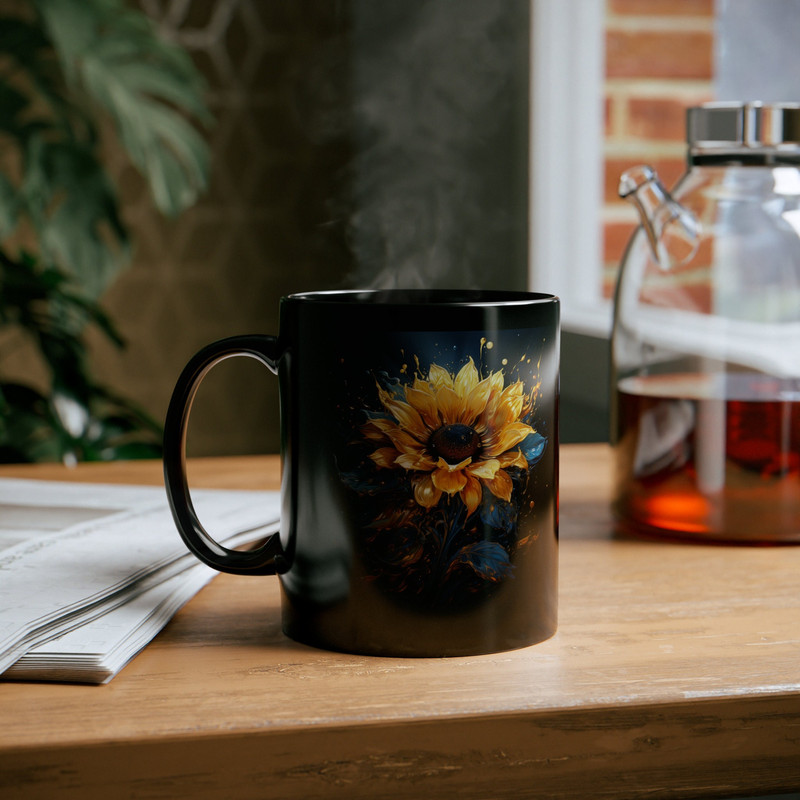 Black Sunflower Mug 11oz Black Sunflower Coffee Mug Masterpiece Watercolor Sunflower Cup 5.jpg