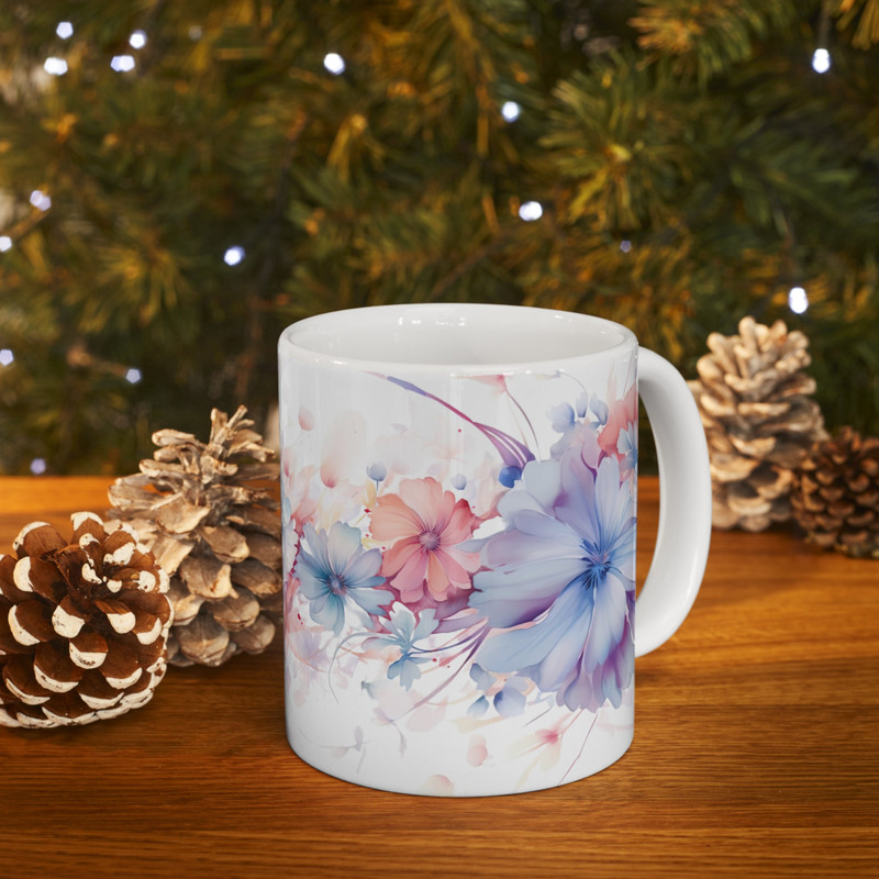 Blue Botanical Coffee Mug Blue Flower Pattern Mug Nature Inspired Coffee Mug Elegant Flower Design Tea Cup Whimsical Floral Tea Mug Gift 10.jpg