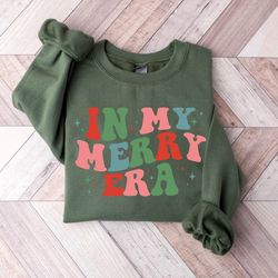 retro christmas sweatshirt, merry christmas sweatshirt, merry & bright christmas sweatshirt, holiday sweater, winter shi