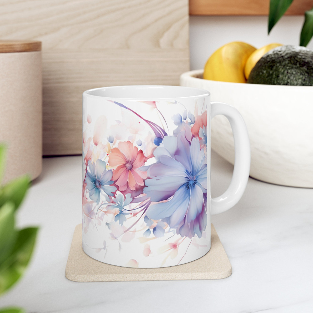 Blue Botanical Coffee Mug Blue Flower Pattern Mug Nature Inspired Coffee Mug Elegant Flower Design Tea Cup Whimsical Floral Tea Mug Gift 8.jpg