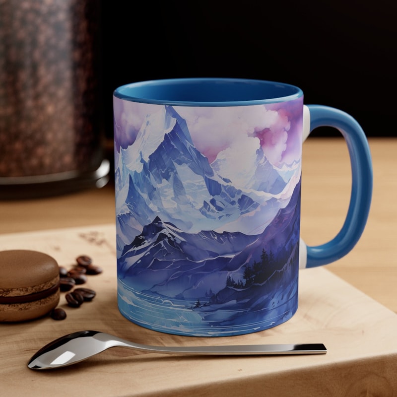 Blue Mountain Mug Mountain Landscape Coffee Cup Scenic Mountain Tea Mug Nature Lovers Blue Mug Blue Mountain Art Cup Mountain Gift idea 1.jpg