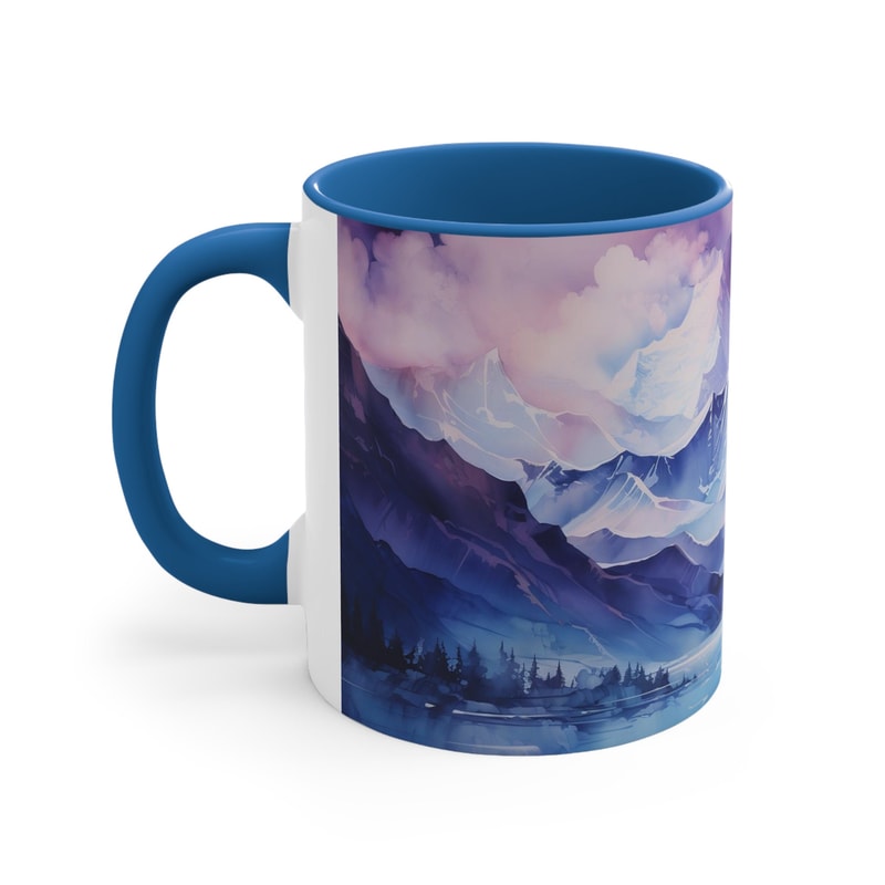 Blue Mountain Mug Mountain Landscape Coffee Cup Scenic Mountain Tea Mug Nature Lovers Blue Mug Blue Mountain Art Cup Mountain Gift idea 3.jpg