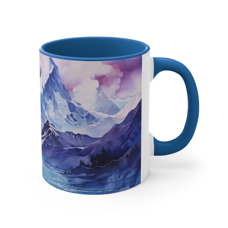 Blue Mountain Mug Mountain Landscape Coffee Cup Scenic Mountain Tea Mug Nature Lovers Blue Mug Blue Mountain Art Cup Mountain Gift idea 4.jpg