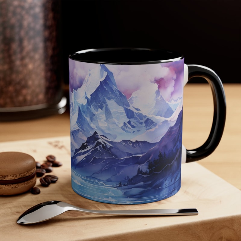 Blue Mountain Mug Mountain Landscape Coffee Cup Scenic Mountain Tea Mug Nature Lovers Blue Mug Blue Mountain Art Cup Mountain Gift idea 5.jpg