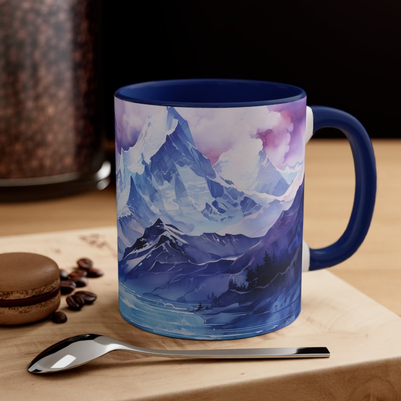 Blue Mountain Mug Mountain Landscape Coffee Cup Scenic Mountain Tea Mug Nature Lovers Blue Mug Blue Mountain Art Cup Mountain Gift idea 9.jpg