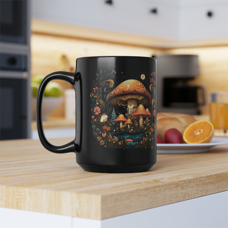 Boho Mushroom Mug Large Mushroom Cottagecore Mug Mushroom Lover Coffee Cup Botanical Mushroom Gift 15oz Mushroom Tea Mug Gift 4.jpg