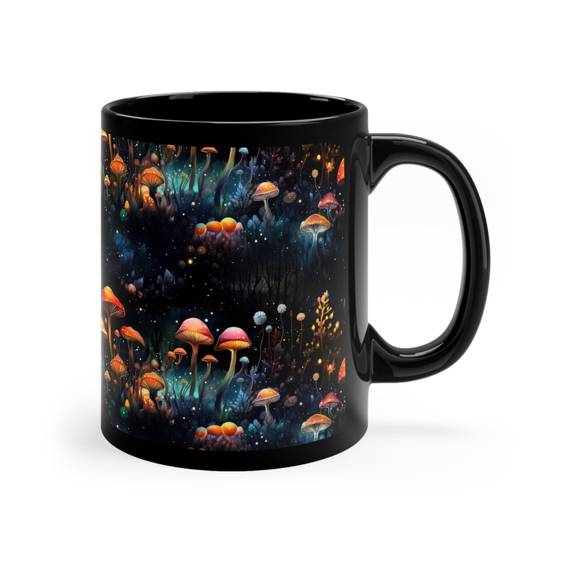 Celestial Mushroom Mug Starry Night Mushroom Mug Floral Moon Coffee Mug Mystical Mushroom Cup Mushroom And Space Mug Botanical Cup 4.jpg
