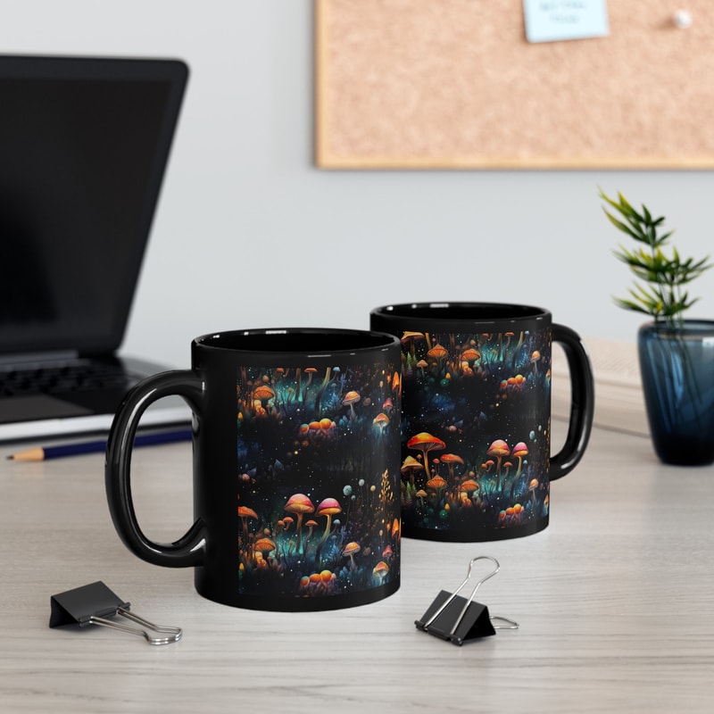 Celestial Mushroom Mug Starry Night Mushroom Mug Floral Moon Coffee Mug Mystical Mushroom Cup Mushroom And Space Mug Botanical Cup 5.jpg