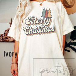 retro merry christmas t-shirt, vintage merry chritmas t-shirt, holiday apparel, groovy christmas tshirt, comfort color,