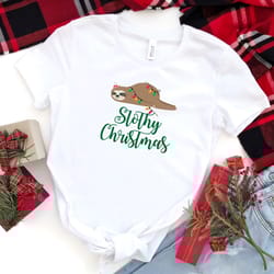 slothy christmas t- shirts matching family christmas top ugly xmas outfits