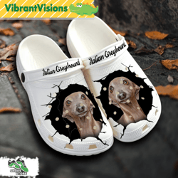 italian greyhound custom name crocs shoes, love dog crocs