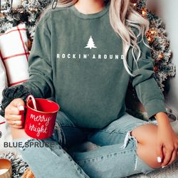 rockin around the christmas t-shirt, christmas tree t-shirt, merry and bright shirt, funny christmas shirt, xmas tree sh
