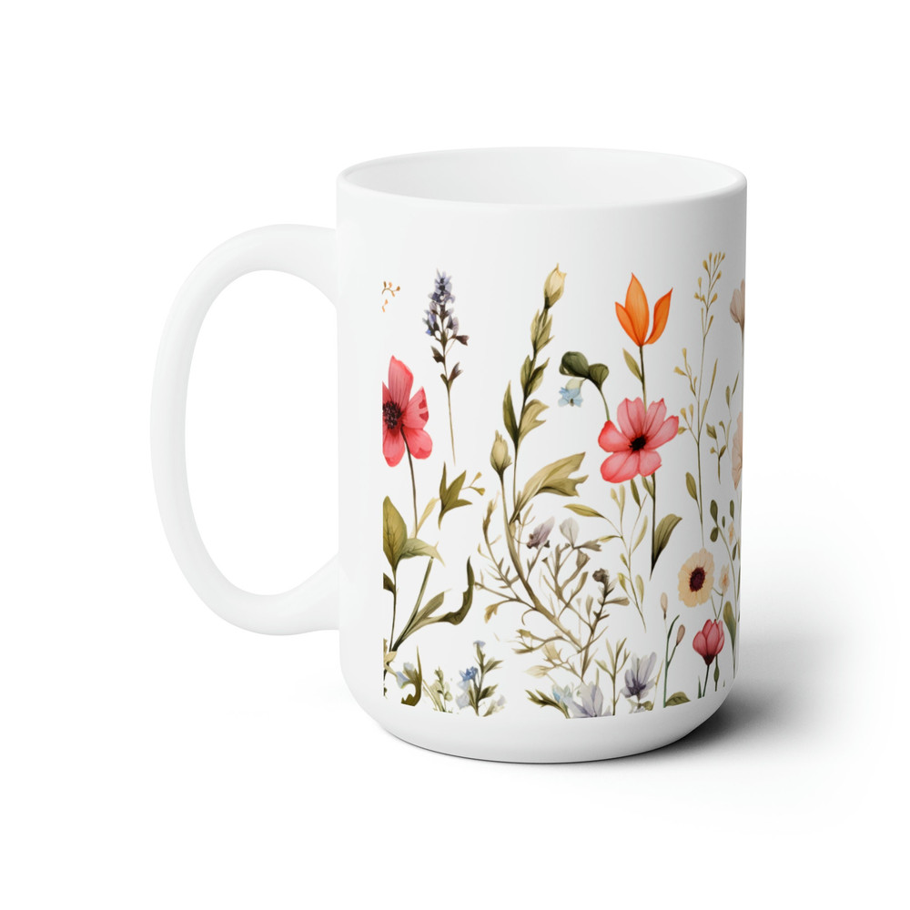 Delicate Botanical Coffee Mug Unique Wildflower Coffee Cup Pressed Flower Coffee Mug Pretty Watercolor Floral Mug Botanical Coffee Mug 3.jpg