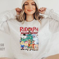 rudolph the red nosed reindeer christmas sweatshirt, rudolph xmas sweatshirts, rudolph christmas shirt, vintage christma